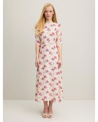 LK Bennett - Delilah Floral Bouquet Print Jacquard Silk Midi Dress - Lyst