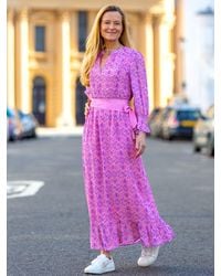 Aspiga - Maeve Floral Print Contrast Belt Maxi Dress - Lyst