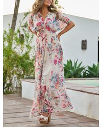 South Beach - Floral Print Chiffon Maxi Dress - Lyst