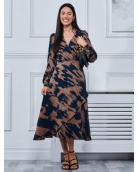 Jolie Moi - Abstract Print Wrap Midi Dress - Lyst