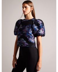 Ted Baker - Olliiey Jacquard Puff Sleeve Crop Top - Lyst