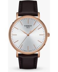 Tissot - Everytime Leather Strap Watch - Lyst