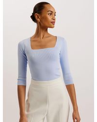 Ted Baker - Vallryy Square Neck Fitted Knit Top - Lyst