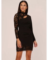 Adrianna Papell - Aidan By Lace And Stretch Crepe Mini Dress - Lyst