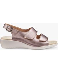 Hotter - Easy Ii Extra Wide Fit Low Wedge Leather Sandals - Lyst