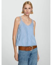 Mango - Embroidered Cotton Cami Top - Lyst