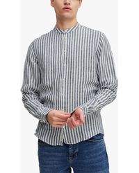 Casual Friday - Anton Long Sleeve Striped Grandad Shirt - Lyst