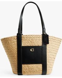 COACH - Small Straw Leather Trim Tote Bag - Lyst