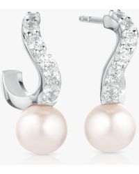 Sif Jakobs Jewellery - Ponza Creolo Piccolo Freshwater Pearl And Cubic Zirconia Drop Earrings - Lyst