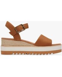 TOMS - Diana Wedge Leather Sandals - Lyst