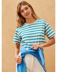 Brora - Cotton Linen Blend Breton Stripe T-shirt - Lyst