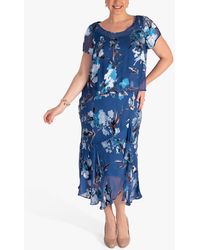 Chesca - Floral Silk Blend Chiffon Midi Dress - Lyst