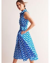 Boden - Amy Floral Tile Print Sleeveless Midi Shirt Dress - Lyst