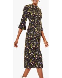 coast grey claude print soft midi dress