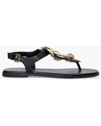 Dune - Linaria Floral Embellished Leather Toe Post Sandals - Lyst