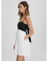 Reiss - Hadley Linen Colour Block Mini Dress - Lyst