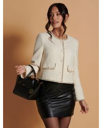 Jolie Moi - Contrast Trim Tweed Jacket - Lyst