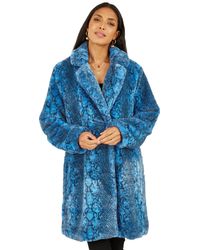 Yumi' - Snakeskin Print Faux Fur Coat - Lyst