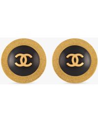 Susan Caplan - Vintage Chanel Lucite Logo Textured Clip-on Earrings - Lyst