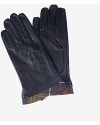 Barbour - Classic Tartan Trim Leather Gloves - Lyst