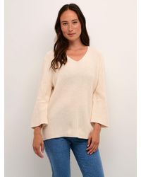 Kaffe - Merian V-neck Cropped Sleeve Knitted Top - Lyst
