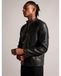 Ted Baker - Racer Leather Jacket - Lyst