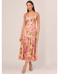 Adrianna Papell - Adrianna By Abstract Midi Dress - Lyst