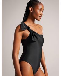 Ted Baker - Saraley One Shoulder Swimsuit With Bow - Lyst