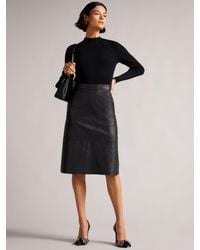 Ted Baker - Alltaa Knitted Bodice Dress With Faux Leather Skirt - Lyst
