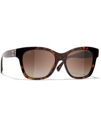 Chanel - Rectangular Sunglasses Ch5482h Dark Havana/brown Gradient - Lyst