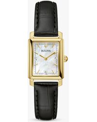 Bulova - 97p166 's Classic Diamond Leather Strap Watch - Lyst