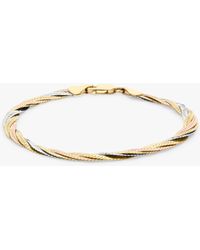 Ib&b - 18ct Gold Tri-colour Herringbone Chain Bracelet - Lyst