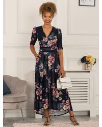 Jolie Moi - Haizley Floral Print Mesh Maxi Dress - Lyst