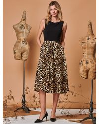 Jolie Moi - Contrast Print Leopard Midi Dress - Lyst