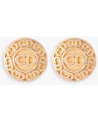 Susan Caplan - Vintage Christian Dior Gold Plated Monogram Cd Clip-on Earrings - Lyst