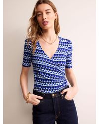 Boden - Illusion Print Wrap Front Jersey Top - Lyst