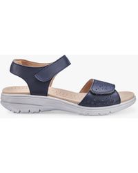 Hotter - Leah Ii Wide Fit Leather Flat Sandals - Lyst
