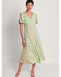 Monsoon - Tatum Floral Print Midi Tea Dress - Lyst