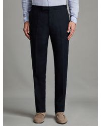 Reiss - Kin - Navy Slim Fit Linen Trousers - Lyst