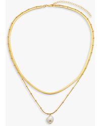 John Lewis - Gemstones & Pearls Baroque Pearl Double Row Layered Necklace - Lyst