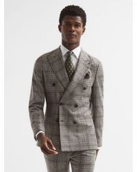 Reiss - Alfredo Slim Fit Double Breasted Wool Check Suit Blazer - Lyst