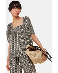 Whistles - Link Check Square Neck Blouse - Lyst