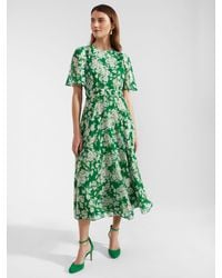 Hobbs - Petite Bronwyn Midi Floral Silk Dress - Lyst