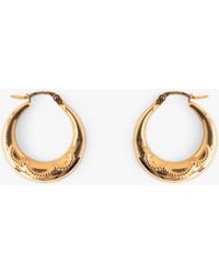 L & T Heirlooms - Second Hand 9ct Yellow Gold Embossed Creole Hoop Earrings - Lyst