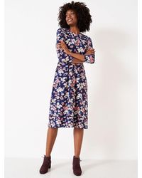 Crew - Floral Print Jersey Midi Dress - Lyst