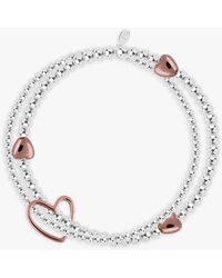 Joma Jewellery - Lila Sterling Silver Plated Rose Gold Heart Bracelet - Lyst