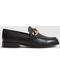 Reiss Berwick Leather Chain Link Loafers - Black