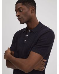 Reiss - Pascoe - Navy Textured Modal Blend Polo Shirt - Lyst
