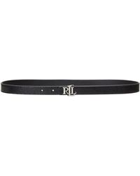 Ralph Lauren - Lauren Lizard Texture Reversible Leather Skinny Belt - Lyst