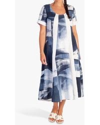 Chesca - Abstract Print Midi Linen Dress - Lyst